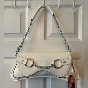 NWTS Paris Hilton Rider Large Baguette Handbag w/silver horsebit hardware